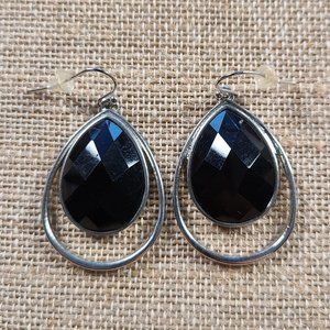 Black and Silver Teardrop Earrings